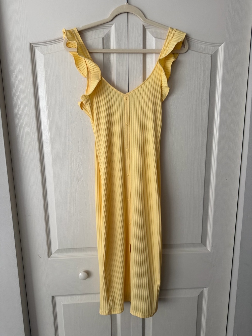 Zara Yellow Ruffle Strap Midi Dress